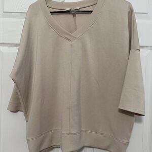 Cable & Gauge Beige V-Neck Sweatshirt
